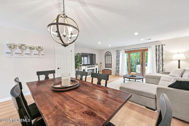 49 Scarborough Ct Unit 3, Freehold, NJ 07728 - dining space with a chandelier, light wood finished floors, and recessed lighting