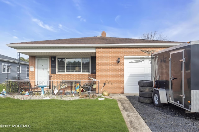 8 Tijuana Ct, Toms River, NJ 08757 - rear view of property featuring brick siding, a garage, covered porch, a yard, and a shingled roof