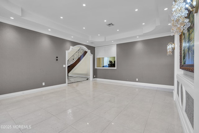 5 Champlain Ct, Lakewood, NJ 08701 - unfurnished room featuring a tray ceiling, recessed lighting, and arched walkways