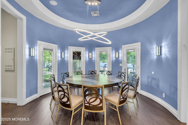 5 Champlain Ct, Lakewood, NJ 08701 - dining space featuring dark wood finished floors and a chandelier