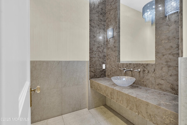 5 Champlain Ct, Lakewood, NJ 08701 - bathroom with tile walls and tile patterned floors