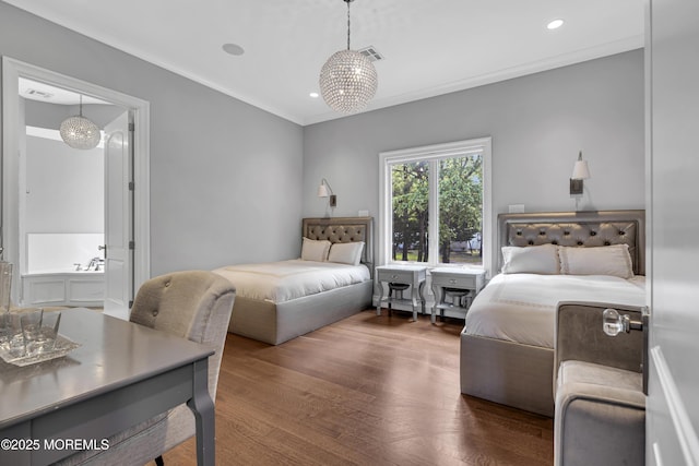 5 Champlain Ct, Lakewood, NJ 08701 - bedroom with wood finished floors, a chandelier, and recessed lighting