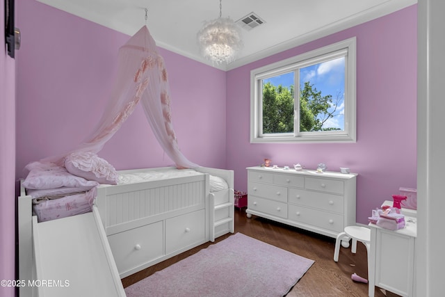 5 Champlain Ct, Lakewood, NJ 08701 - bedroom with a chandelier and wood finished floors