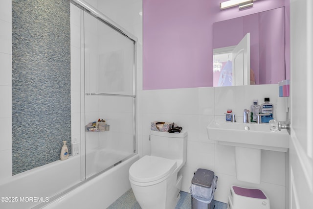 5 Champlain Ct, Lakewood, NJ 08701 - bathroom with shower / bath combination with glass door and tile walls
