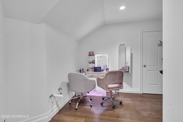 5 Champlain Ct, Lakewood, NJ 08701 - office area featuring wood finished floors, lofted ceiling, and recessed lighting