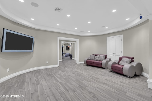 5 Champlain Ct, Lakewood, NJ 08701 - living room with a raised ceiling, light wood finished floors, and recessed lighting