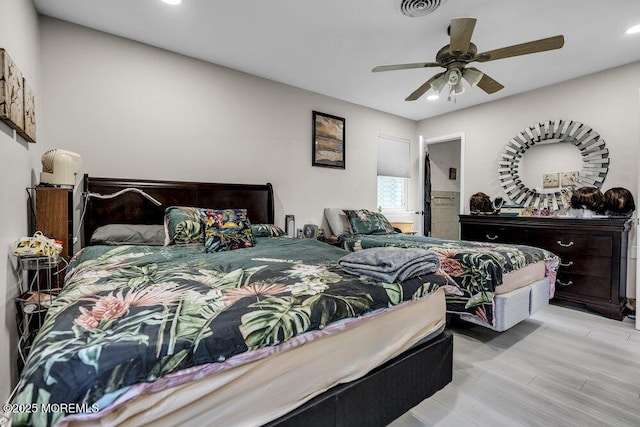 58 Hedge Dr, Lakewood, NJ 08701 - bedroom with recessed lighting, ceiling fan, and light wood-style flooring