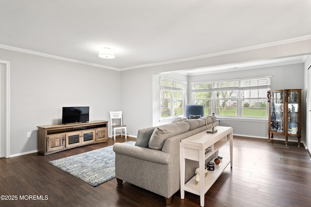 33 Honeysuckle Ln Unit 194, Red Bank, NJ 07701 - living area with a desk, crown molding, and dark wood-style flooring
