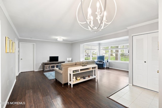 33 Honeysuckle Ln Unit 194, Red Bank, NJ 07701 - living area featuring wood finished floors, crown molding, and a chandelier