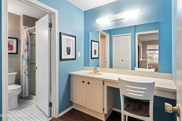 33 Honeysuckle Ln Unit 194, Red Bank, NJ 07701 - bathroom featuring vanity, a closet, and a shower with shower curtain