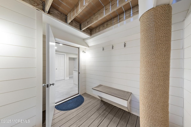 208 E 20th St, Long Beach Twp, NJ 08008 - mudroom with wood finished floors and wooden walls