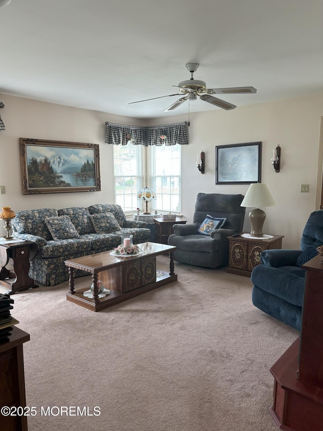 2009 Brookdale Dr, Forked River, NJ 08731 - carpeted living room featuring a ceiling fan