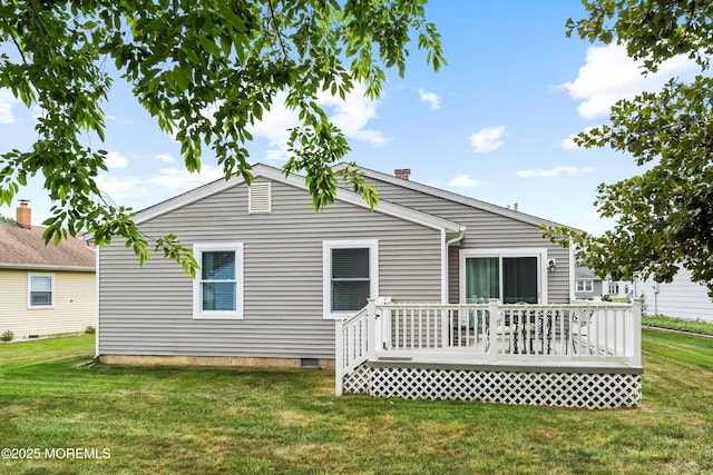 9 Maniwaki Ct, Toms River, NJ 08757 - back of house featuring a deck, a lawn, and crawl space