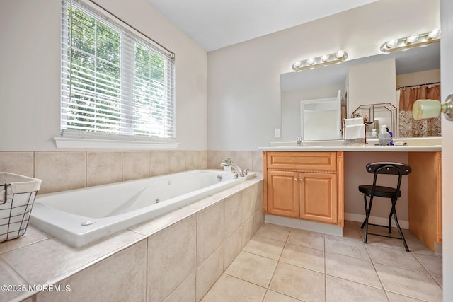 100 Pine St Unit 9, Lakehurst, NJ 08733 - bathroom with vanity, a tub with jets, and tile patterned flooring