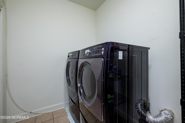 203 Canterbury Ln, Morganville, NJ 07751 - washroom with independent washer and dryer and tile patterned floors