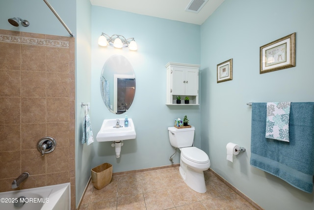 203 Canterbury Ln, Morganville, NJ 07751 - bathroom with shower / washtub combination and tile patterned floors