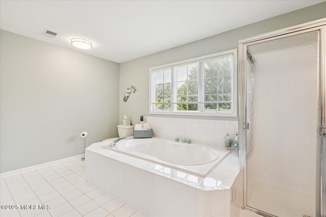 140 Palisade Dr, Freehold, NJ 07728 - full bathroom with a bath, tile patterned floors, and a stall shower