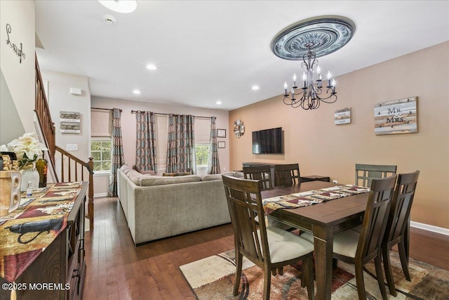 259 Chickadee Ct Unit 1000, Freehold, NJ 07728 - dining room featuring dark wood-type flooring, a chandelier, and recessed lighting