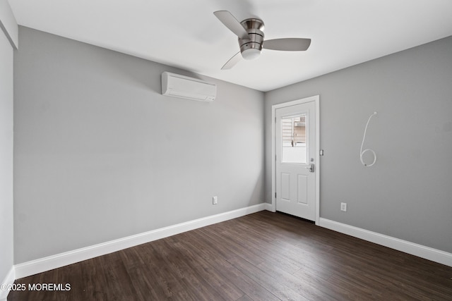23 Island Dr, Brick, NJ 08724 - spare room featuring a wall mounted AC, dark wood-style flooring, and a ceiling fan