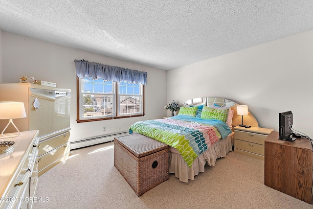 8 Mary Alice Rd, Beach Haven West, NJ 08050 - bedroom with a baseboard radiator, light colored carpet, and a textured ceiling