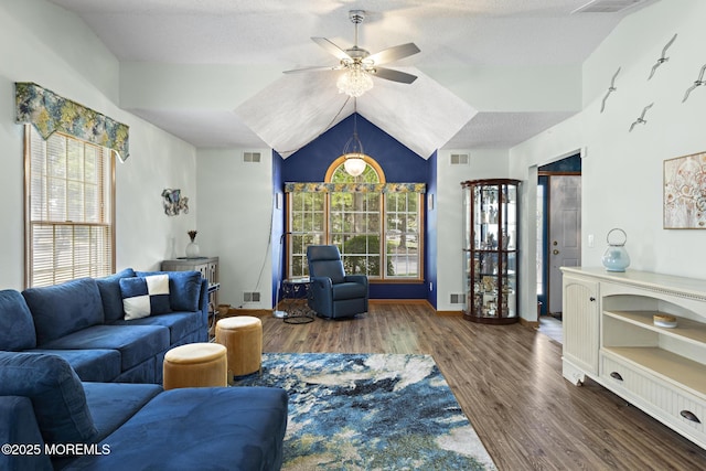 1887 Crimson Ct, Toms River, NJ 08755 - living area with wood finished floors, a ceiling fan, plenty of natural light, and lofted ceiling