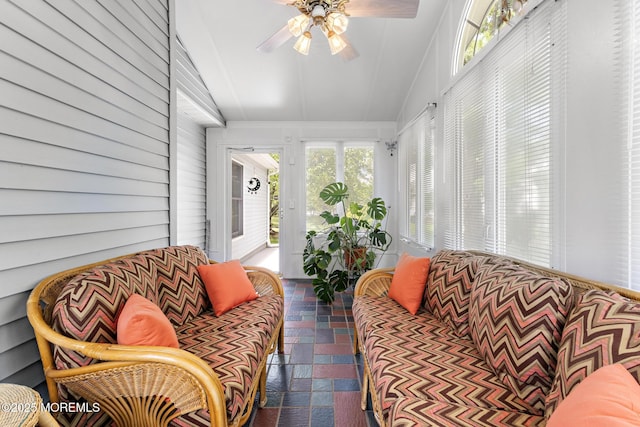 1887 Crimson Ct, Toms River, NJ 08755 - sunroom featuring ceiling fan and vaulted ceiling