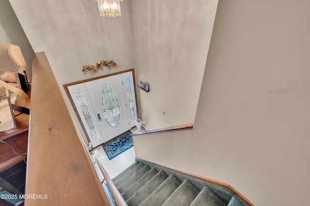 24 Roosevelt Dr, Brick, NJ 08724 - stairway featuring a high ceiling and a chandelier