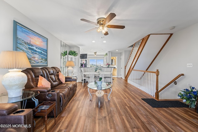 5 Island View Way Unit 57, Sea Bright, NJ 07760 - living area featuring a ceiling fan and wood finished floors