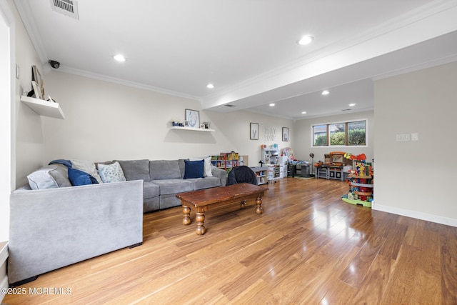 16 8th Ave, Monroe, NJ 08831 - living area featuring wood finished floors, crown molding, and recessed lighting