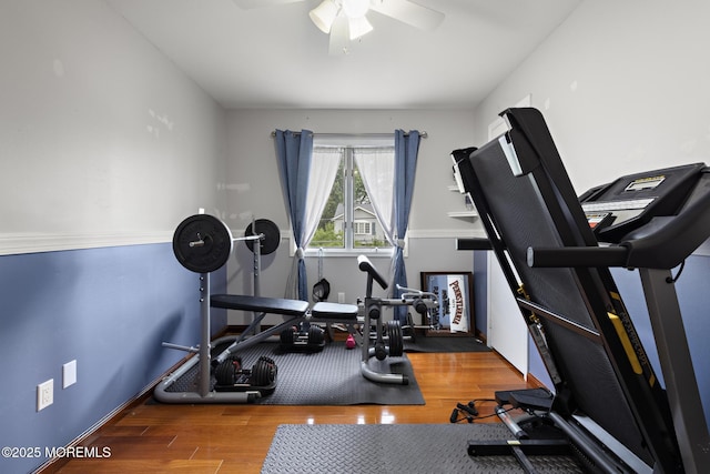 16 8th Ave, Monroe, NJ 08831 - workout room featuring wood finished floors and a ceiling fan