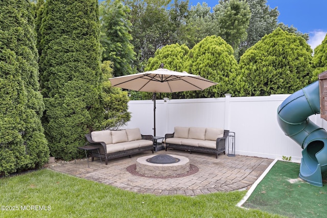 16 8th Ave, Monroe, NJ 08831 - view of patio with an outdoor living space with a fire pit