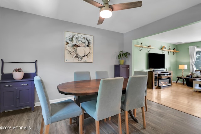 180 Grand Ave, Atlantic Highlands, NJ 07716 - dining space with wood finished floors and ceiling fan