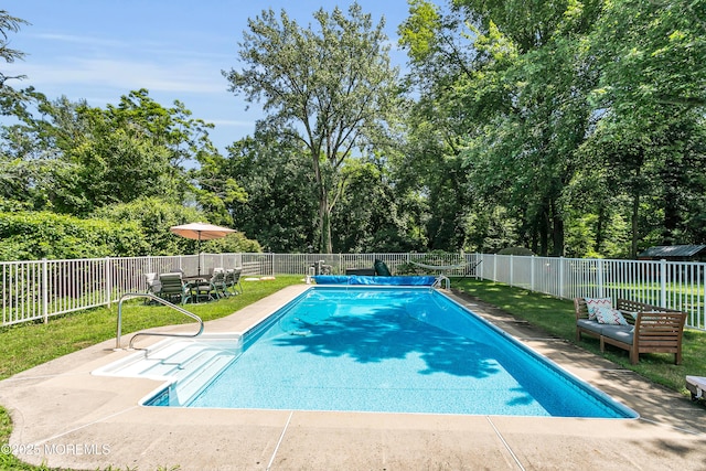 180 Grand Ave, Atlantic Highlands, NJ 07716 - view of swimming pool featuring a patio area, a fenced backyard, and view of scattered trees