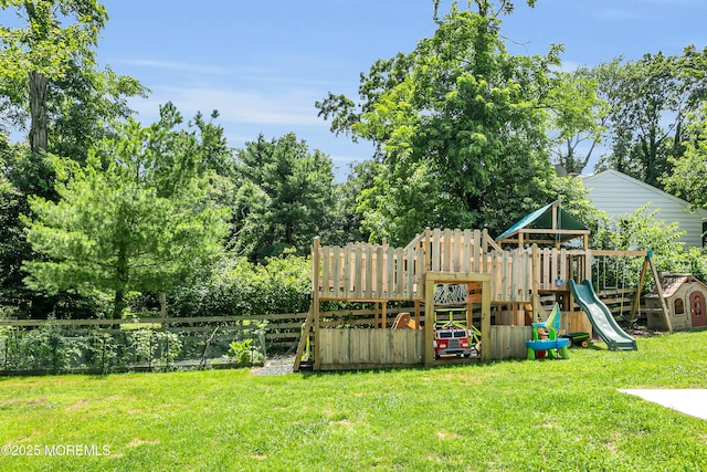 180 Grand Ave, Atlantic Highlands, NJ 07716 - view of yard featuring a playground and view of wooded area
