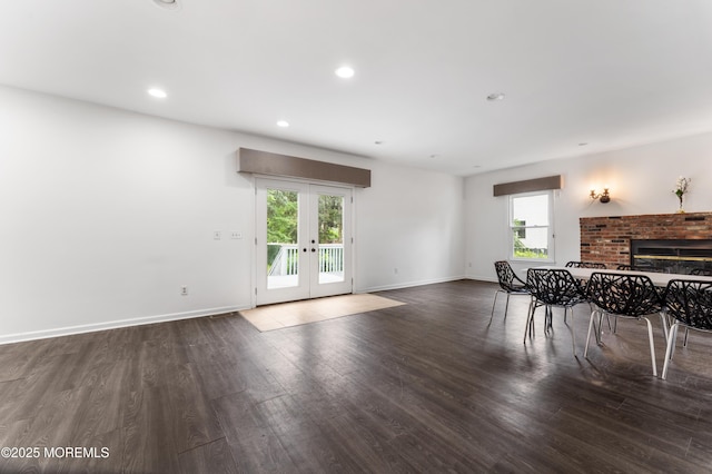 405 Hope Chapel Rd, Lakewood, NJ 08701 - living room featuring plenty of natural light, wood finished floors, a brick fireplace, and recessed lighting