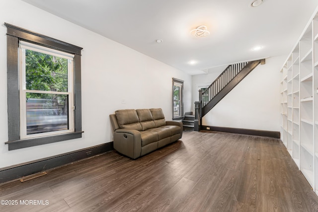 405 Hope Chapel Rd, Lakewood, NJ 08701 - sitting room featuring healthy amount of natural light, wood finished floors, stairway, and recessed lighting