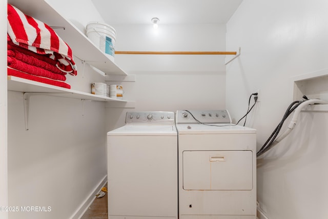 405 Hope Chapel Rd, Lakewood, NJ 08701 - washroom with washing machine and clothes dryer and wood finished floors