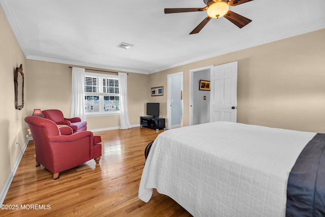 1510 Bel Aire Ct E, Point Pleasant, NJ 08742 - bedroom with wood finished floors, crown molding, and a ceiling fan