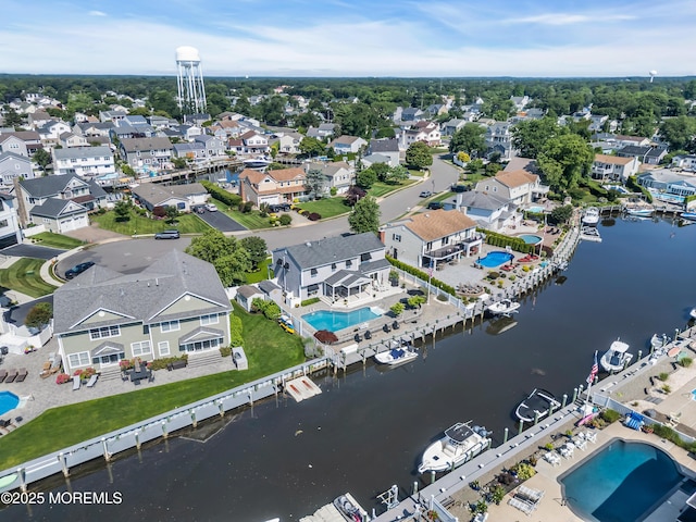 1510 Bel Aire Ct E, Point Pleasant, NJ 08742 - aerial perspective of suburban area with a large body of water and a pool