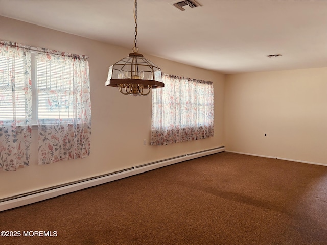 458 Jamaica Blvd, Toms River, NJ 08757 - carpeted spare room featuring a baseboard heating unit and a chandelier