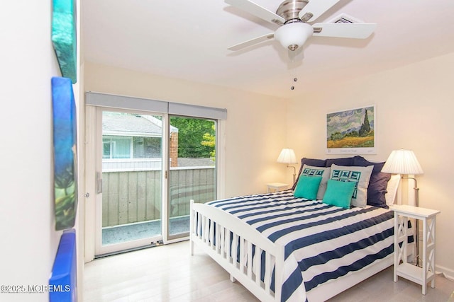 68 Linden Ct, Spring Lake Heights, NJ 07762 - bedroom featuring access to exterior, wood finished floors, and a ceiling fan