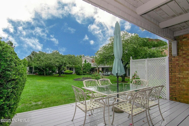 68 Linden Ct, Spring Lake Heights, NJ 07762 - wooden terrace with outdoor dining space and a lawn