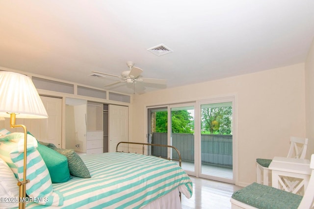 68 Linden Ct, Spring Lake Heights, NJ 07762 - bedroom featuring access to outside, light wood-style flooring, and a ceiling fan