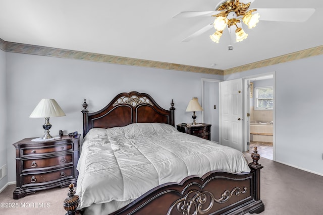 70 Desai Ct, Freehold, NJ 07728 - bedroom with carpet flooring, connected bathroom, and ceiling fan