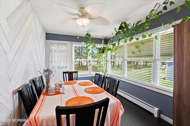 1086 Edgebrook Dr S, Toms River, NJ 08757 - dining area featuring a baseboard radiator and a ceiling fan