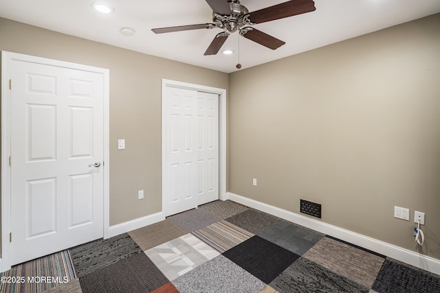 13 Jill Ct, Franklin Twp, NJ 08873 - unfurnished bedroom with recessed lighting, carpet floors, a closet, and a ceiling fan