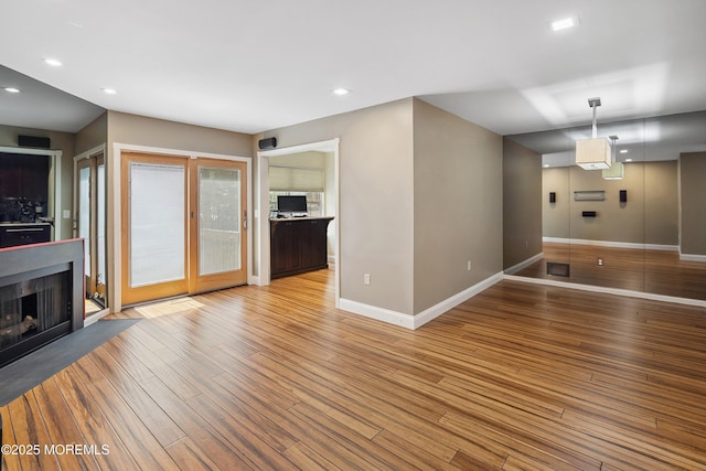 13 Jill Ct, Franklin Twp, NJ 08873 - unfurnished living room featuring wood finished floors, a fireplace, and recessed lighting