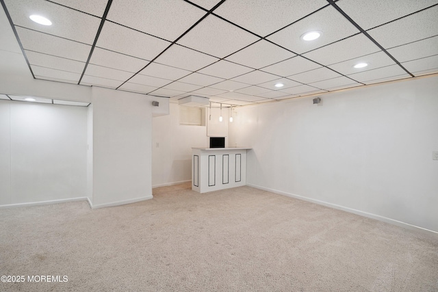 13 Jill Ct, Franklin Twp, NJ 08873 - finished basement with light carpet, recessed lighting, and a paneled ceiling