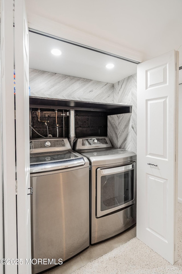 13 Jill Ct, Franklin Twp, NJ 08873 - washroom with separate washer and dryer and recessed lighting