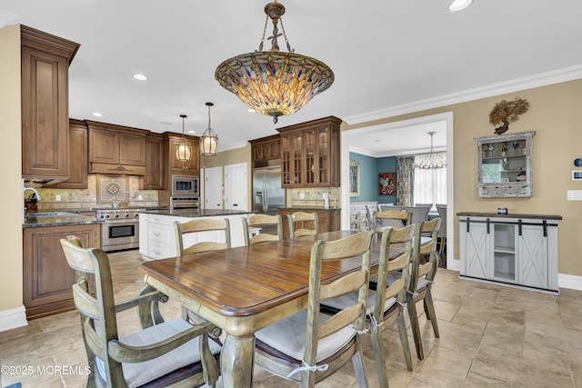 10 Biscayne Ct, Jackson, NJ 08527 - dining space with a chandelier, ornamental molding, and recessed lighting